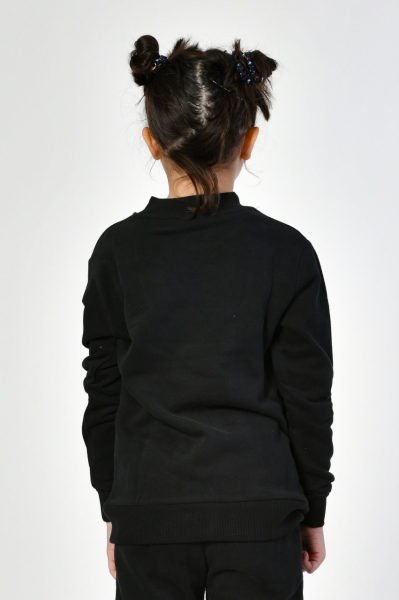 Noori Bisiklet Yaka Cepli Kız Çocuk Sweatshirt  - Siyah