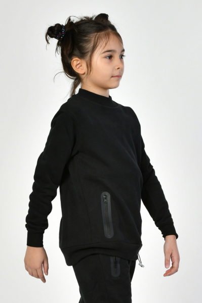 Noori Bisiklet Yaka Cepli Kız Çocuk Sweatshirt  - Siyah