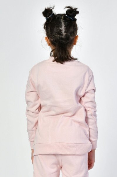 Noori Bisiklet Yaka Cepli Kız Çocuk Sweatshirt  - Pembe