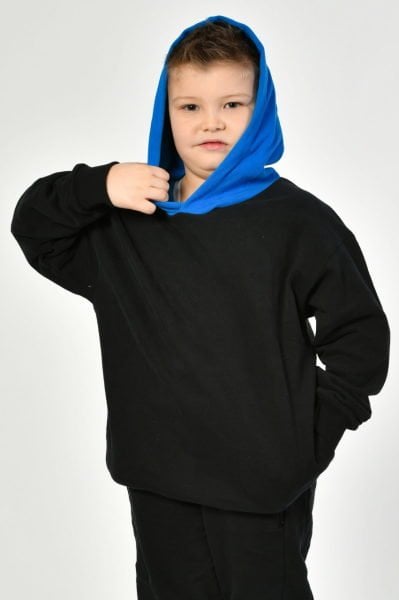 Noori Cepli Kapüşonlu Erkek Çocuk Sweatshirt  - Siyah