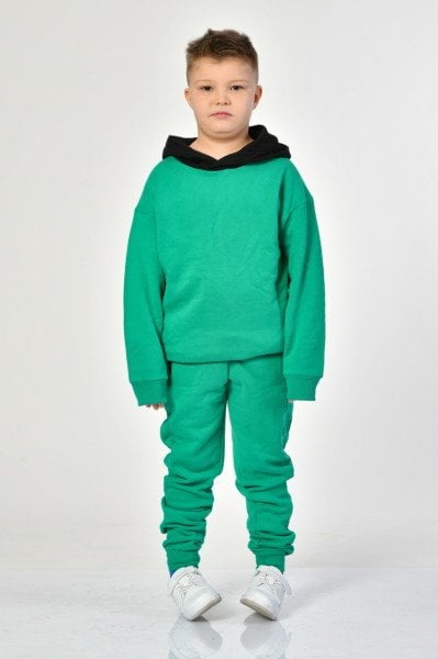 Noori Cepli Kapüşonlu Erkek Çocuk Sweatshirt  - Yeşil