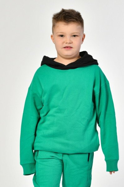 Noori Cepli Kapüşonlu Erkek Çocuk Sweatshirt  - Yeşil