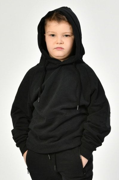 Noori Kapüşonlu Erkek Çocuk Sweatshirt  - Siyah