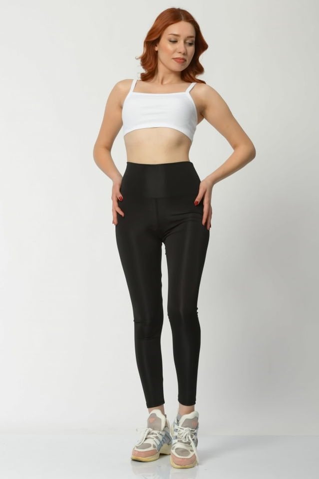 Dynamic Disko Parlak Kadın Tayt  - Siyah