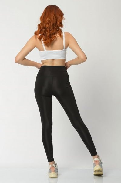Dynamic Disko Parlak Kadın Tayt  - Siyah