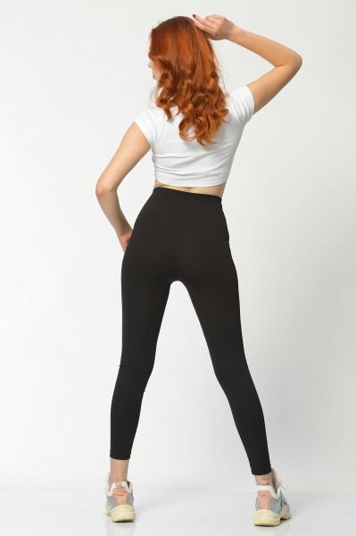 Dynamic Fitilli Şardonlu Kadın Tayt - Siyah