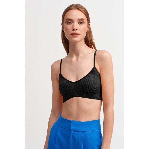 V Yaka İp Askılı Bra  - Siyah