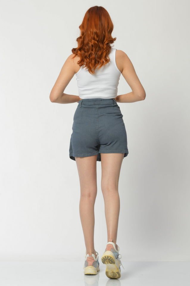 WhatsUp Pileli Mini Şort Etek  - Gri