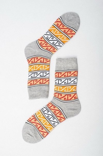 Kadın Halı Desen Soket Çorabı  - Gri 6'lı Paket