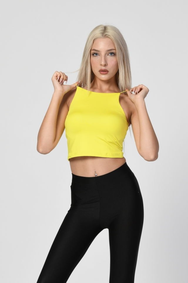 Bebe Plus Askılı Crop Top  - Sarı