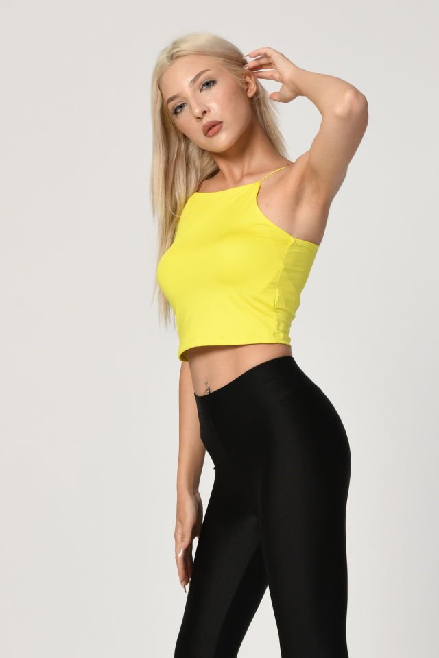 Bebe Plus Askılı Crop Top  - Sarı