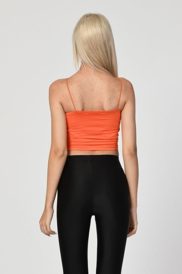 Bebe Plus Askılı Crop Top  - Turuncu