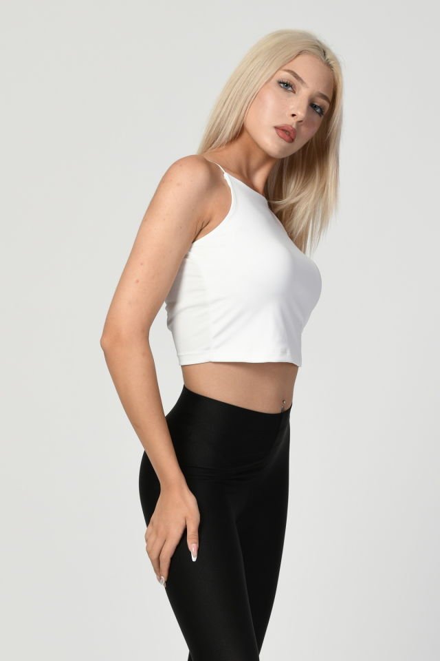 Bebe Plus Askılı Crop Top  - Beyaz
