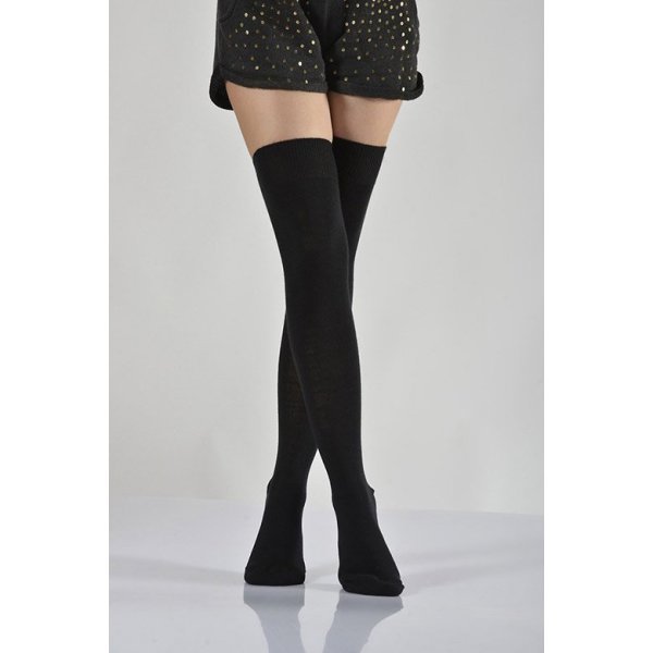 Kadın Dizüstü Çorabı  - Siyah Tekli Paket