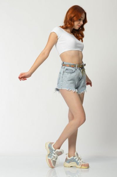 WhatsUp Paçaları Püsküllü Mini Kadın Şort  - Buz Mavisi