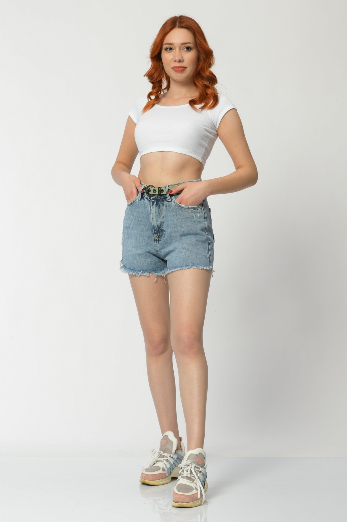 WhatsUp Paçaları Püsküllü Kadın Şort  - Mavi