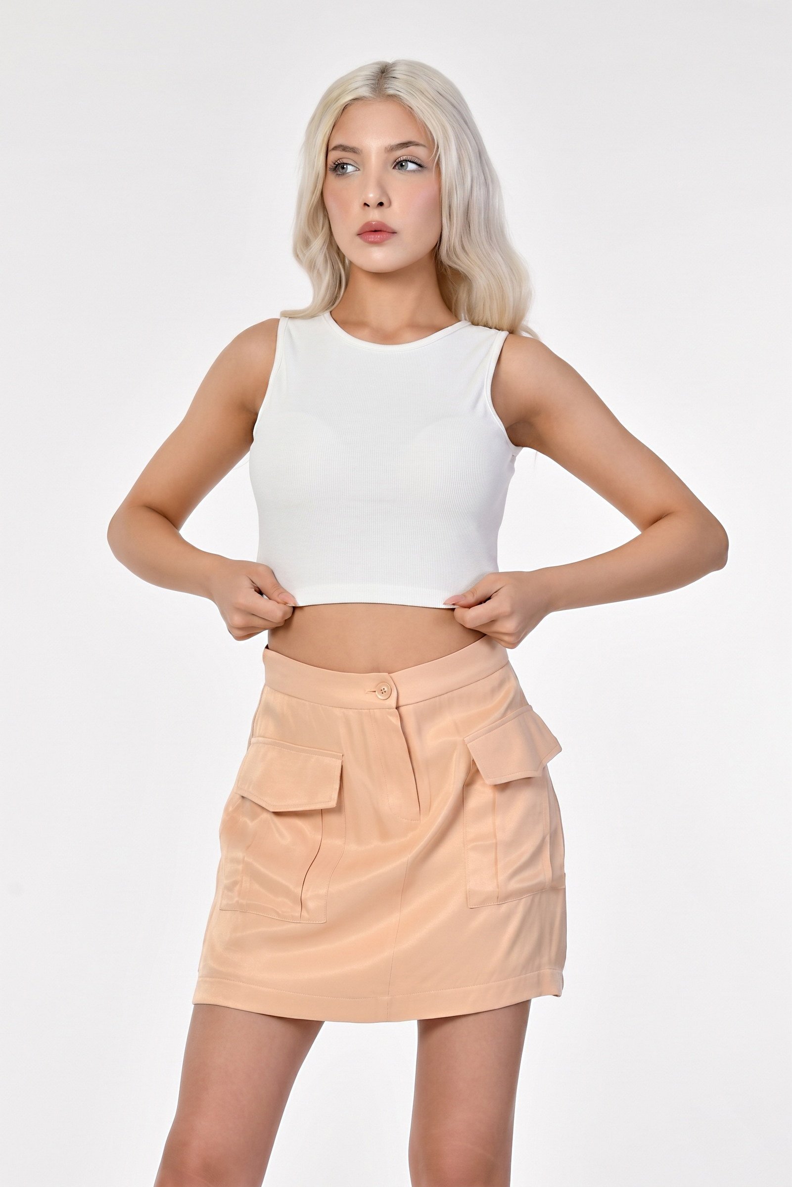Moda1001 Mistix Sırtı Dantel Puantiye Detaylı Crop  - Beyaz