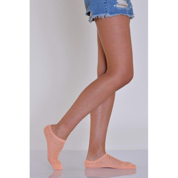 Kadın File Desen Babet Çorabı  - Yavruağzı 12\\\'li Paket