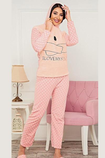 Baray Ayıcık Desenli Kadın Pijama Takımı 7024 Pembe