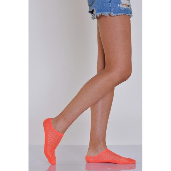 Kadın File Desen Babet Çorabı  - Nar Çiçeği 12\\\'li Paket