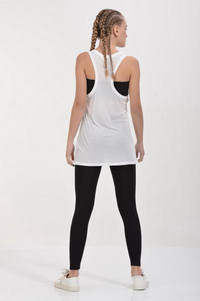 Cotton Candy Cepli Yuvarlak Yaka İpek Jersey Kadın Atlet T-Shirt - Beyaz