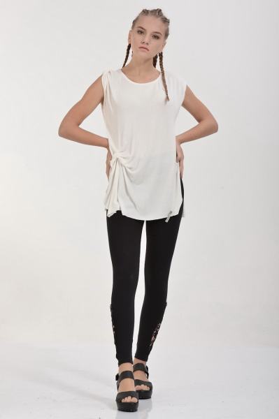 Cotton Candy Belden Düğümlü Kadın Atlet T-Shirt - Beyaz