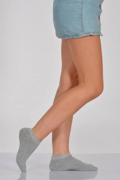 Kadın Tam Havlu Patik Çorabı  - Gri 12\\\'li Paket