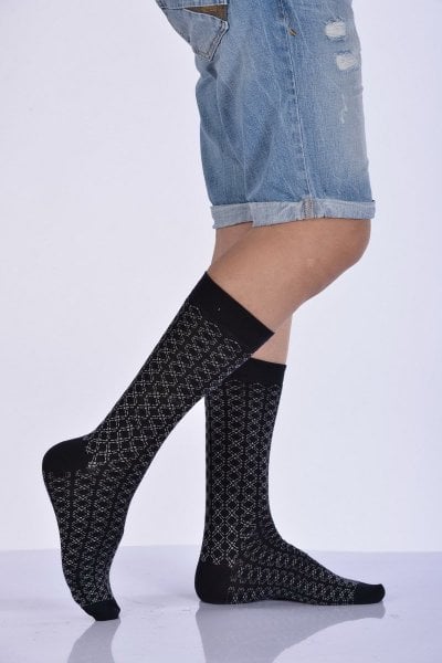 Erkek Desenli Bambu Soket Çorabı  - Lacivert