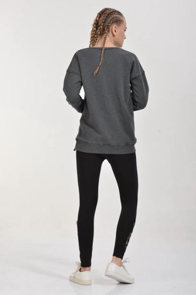 Cotton Candy Champagne Gümüş Baskılı Kadın Sweatshirt - Antrasit