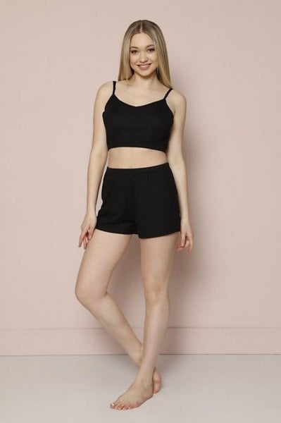 Askılı Crop Top Kadın Pijama Takımı 5532-6  - Siyah