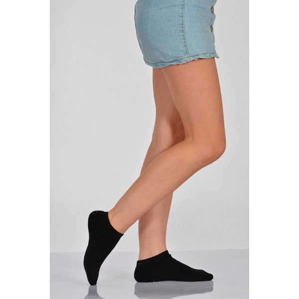 Kadın Tam Havlu Patik Çorabı  - Siyah 3\\\'lü Paket
