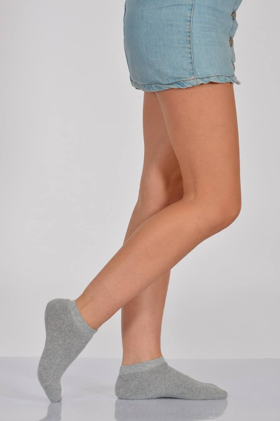 Kadın Tam Havlu Patik Çorabı  - Gri 3\\\'lü Paket
