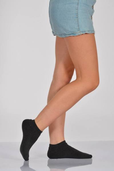 Kadın Tam Havlu Patik Çorabı  - Antrasit 3\\\'lü Paket