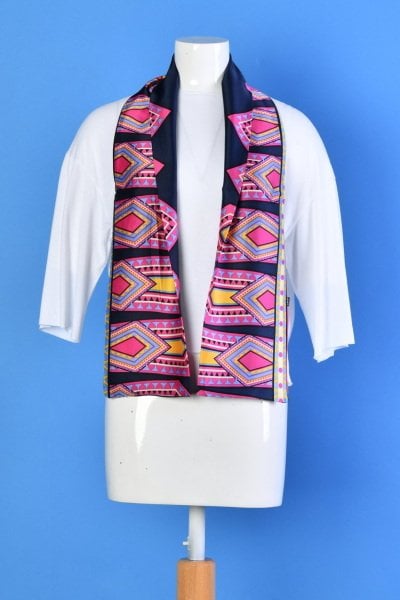 Saten Görünümlü Fular  - Desenli