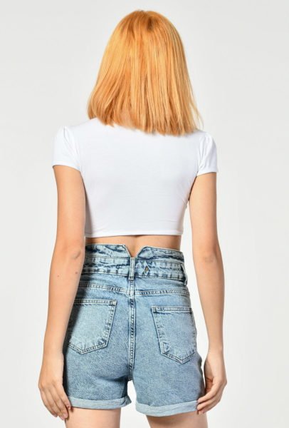 Kadın Büstiyer Bolero Bluz  - Beyaz