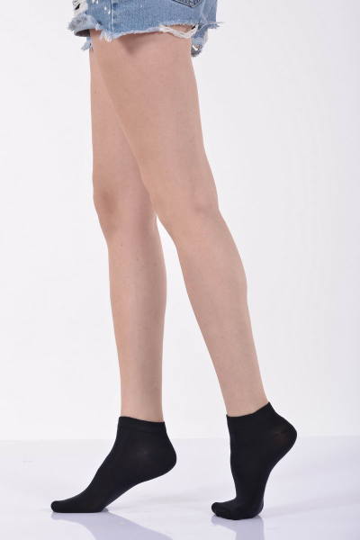 Kadın Düz Bambu Patik Çorabı   - Siyah 3\\\'lü Paket