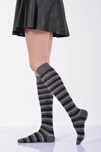 Kadın Çemberli Dizaltı Çorabı   - Füme 3\\\'lü Paket