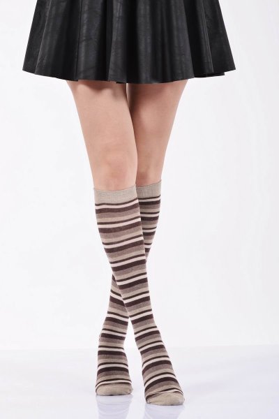 Kadın Çemberli Dizaltı Çorabı   - Bej 3\\\'lü Paket