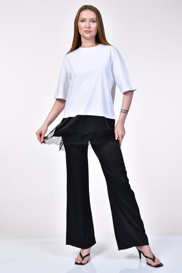Quzu Asimetrik T-Shirt  - Beyaz