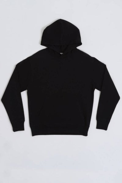 Organik Kapüşonlu Uzun Kollu Erkek Sweatshirt - Siyah