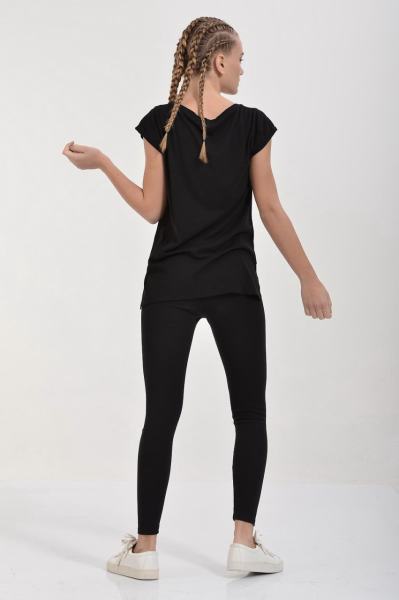 Cotton Candy Baskılı Kısa Kol Kadın T-Shirt - Siyah