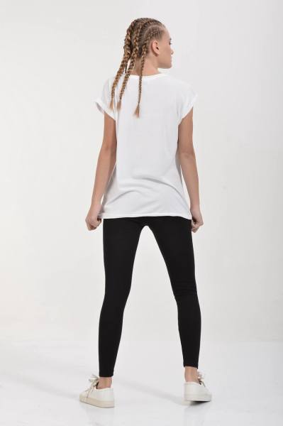 Cotton Candy Taşlı Candy Baskılı Kısa Kol Kadın T-Shirt - Beyaz