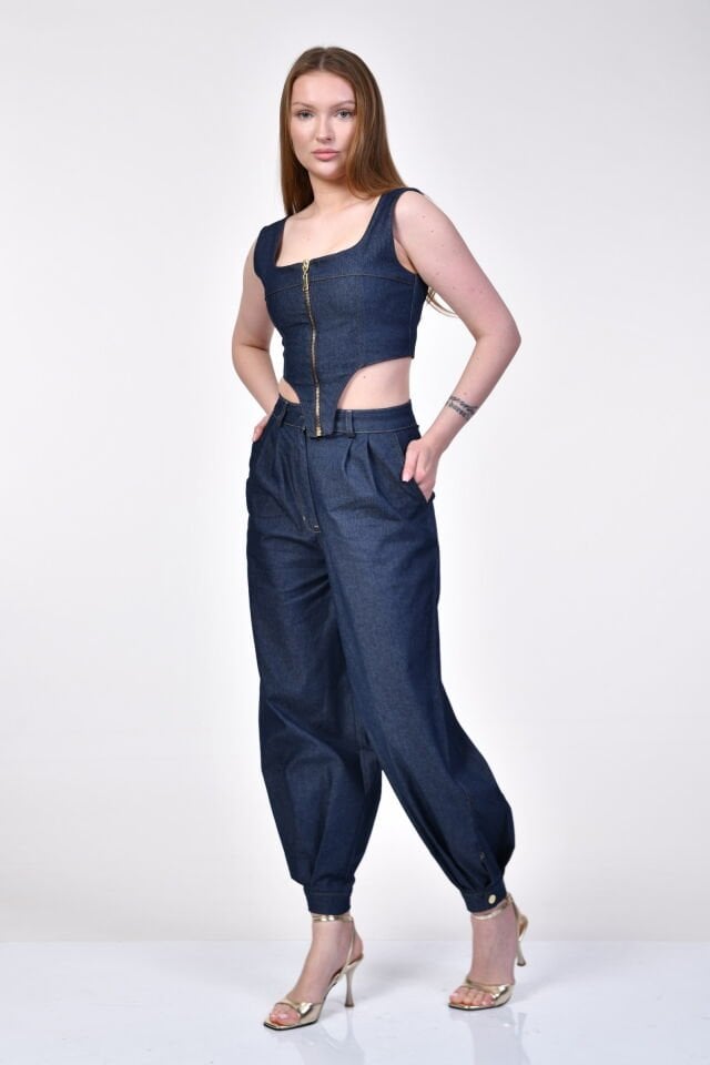 Bebe Plus Balon Fit Pantolon Denim  - Mavi