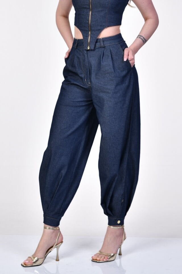 Bebe Plus Balon Fit Pantolon Denim  - Mavi