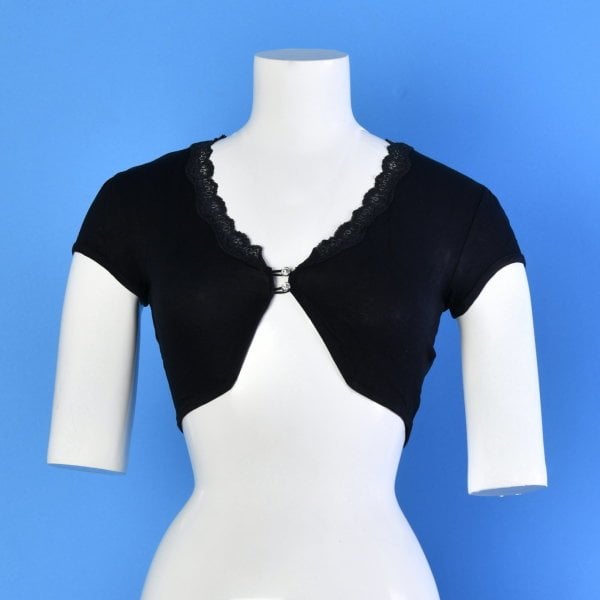 Kadın Büstiyer Bolero Bluz  - Siyah Siyah - XL