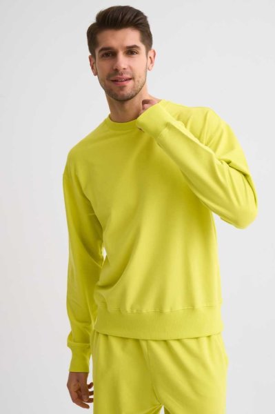 Organik Uzun Kollu Yuvarlak Yaka Erkek Sweatshirt - Sarı