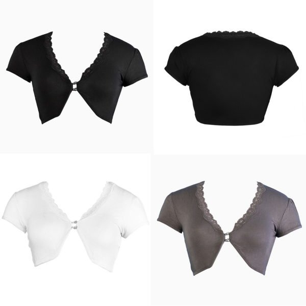 3'Lü Paket Kadın Büstiyer Bolero Bluz (Siyah-Kurşuni/Beyaz)  - Karışık