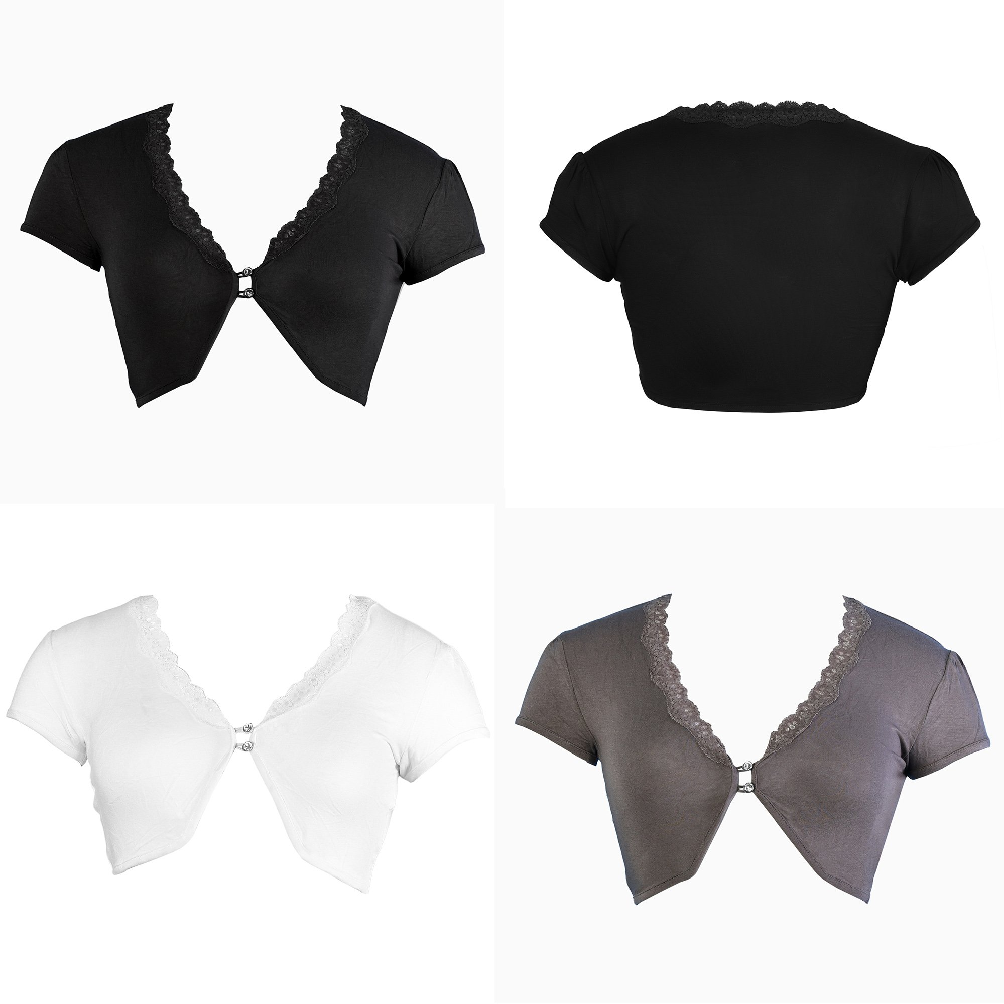 3'Lü Paket Kadın Büstiyer Bolero Bluz (Siyah-Kurşuni/Beyaz)  - Karışık