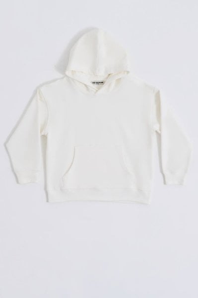 Organik Kapüşonlu Uzun Kollu Kız Çocuk Sweatshirt - Ekru
