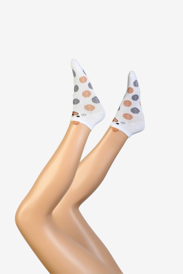 Moda1001 Kadın Kulaklı Patik Çorabı  - Desenli